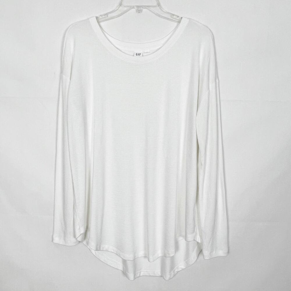 Gap White Long Sleeve Pullover Sweater Size L Casual Loungewear
